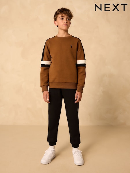 Tan Brown Colourblock Crew Set (3-16yrs) (F68865) | £24 - £32