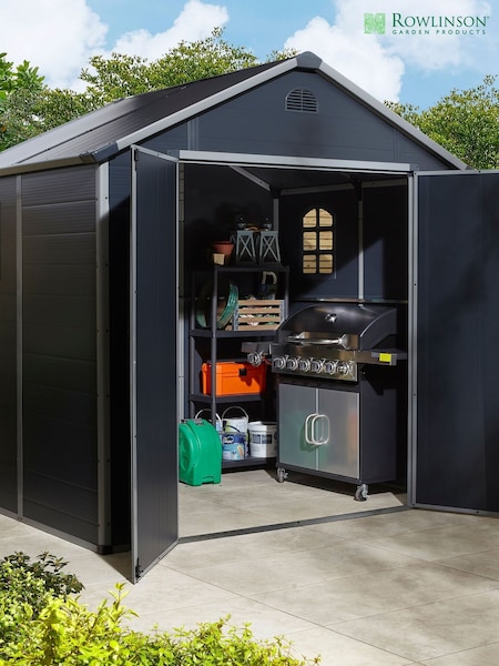 Rowlinson Dark Grey 8 x 6ft Airevale Plastic Garden Shed with Foundation Kit (F69028) | £800