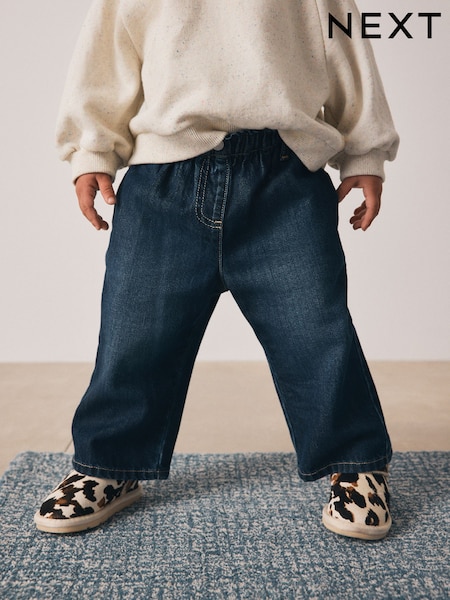 Denim Dark Wash Wide Leg Jeans (3mths-7yrs) (F69034) | £12 - £14