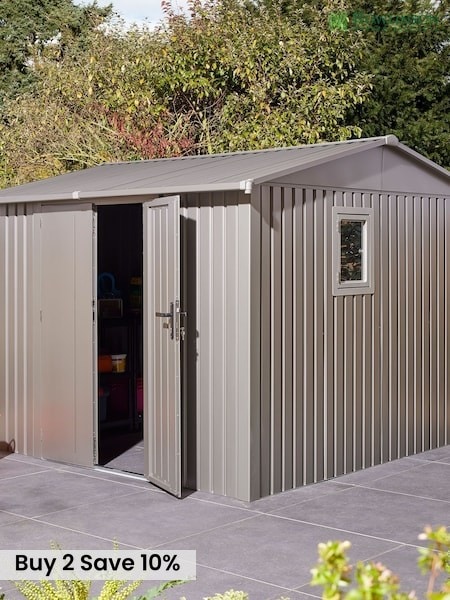 Rowlinson Grey Brentvale 10 x 10ft Metal Garden Apex Shed with Assembly (F69045) | £2,300