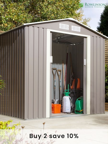Rowlinson Light Grey Trentvale 6 x 4ft Metal Garden Apex Shed with Foundation Kit (F69049) | £335