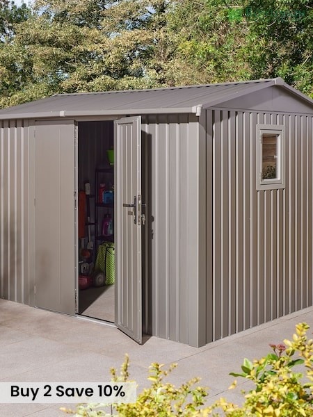 Rowlinson Grey Brentvale 10 x 8ft Metal Garden Apex Shed with Assembly (F69058) | £1,900