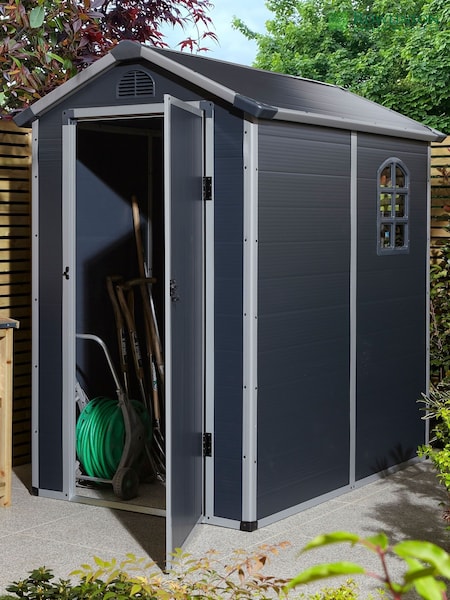 Rowlinson Dark Grey Airevale 6 x 4ft Plastic Garden Apex Shed with Assembly (F69063) | £768