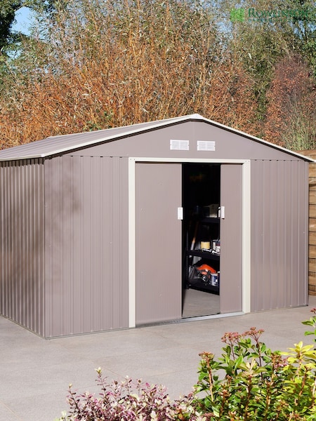 Rowlinson Light Grey Trentvale 10 x 12ft Metal Garden Apex Shed with Assembly (F69067) | £1,060
