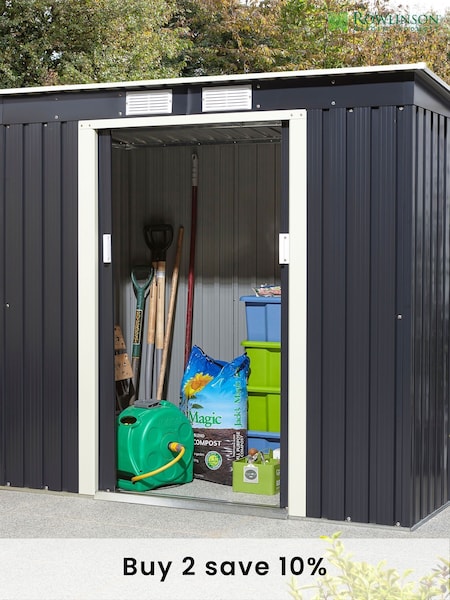 Rowlinson Dark Grey Trentvale 6x4ft Metal Garden Shed with Foundation Kit (F69069) | £290
