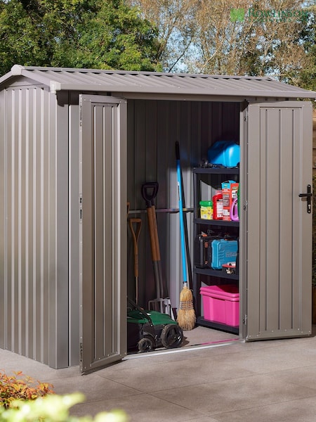 Rowlinson Grey Brentvale 8 x 4ft Metal Garden Shed with Foundation Kit (F69073) | £1,050