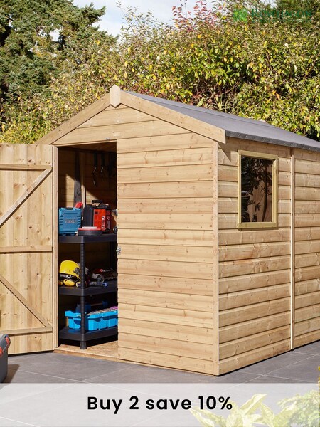 Rowlinson Natural Single Door Shiplap Apex 8x6ft Garden Shed with Window (F69077) | £820