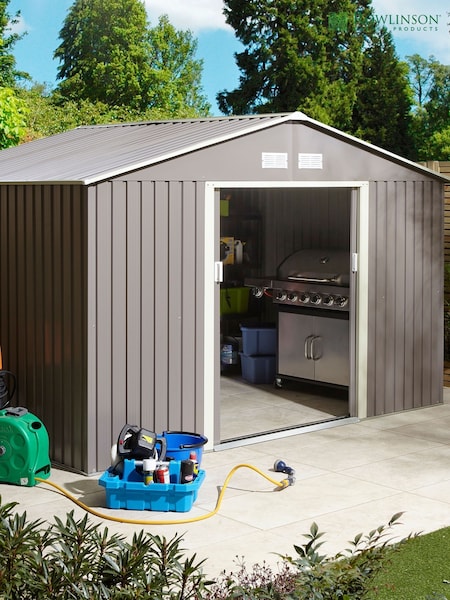 Rowlinson Light Grey Trentvale 10 x 8ft Metal Garden Apex Shed with Assembly (F69079) | £840