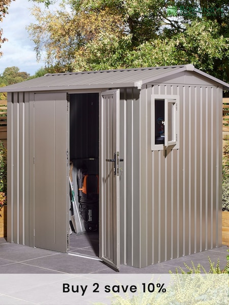Rowlinson Grey Brentvale 8x6ft Metal Garden Shed (F69082) | £1,000
