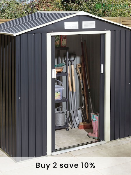 Rowlinson Dark Grey Trentvale 6x4ft Metal Garden Shed with Foundation Kit (F69083) | £300