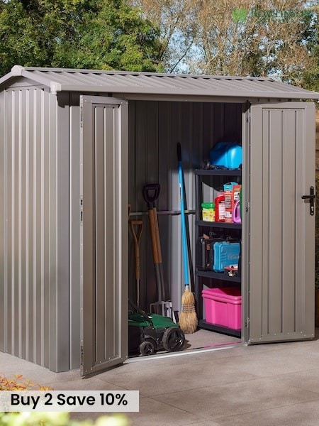 Rowlinson Grey Brentvale 8 x 4ft Metal Garden Apex Shed, Foundation Kit & Assembly (F69089) | £1,150