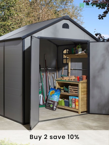 Rowlinson Light Grey Airevale 8x6ft Plastic Garden Shed with Assembly (F69090) | £1,275