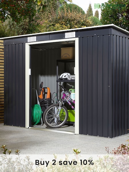 Rowlinson Dark Grey Trentvale 8x4ft Metal Garden Shed with Foundation Kit (F69104) | £385