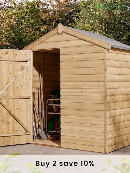 Rowlinson Natural Single Door Shiplap Apex 4x6ft Garden Shed (F69106) | £504