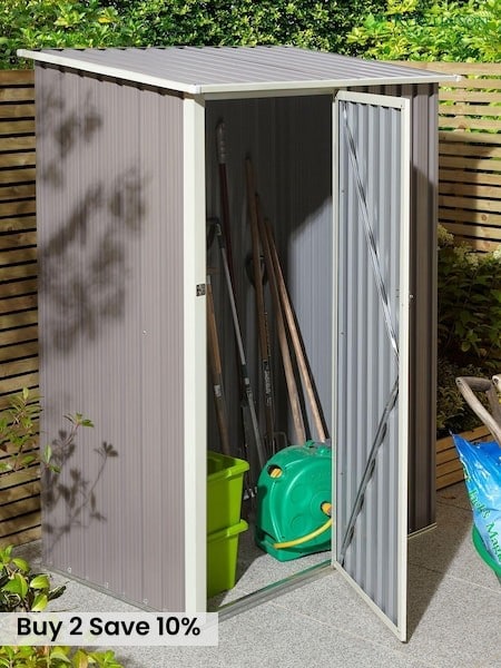 Rowlinson Light Grey Trentvale 5 x 3ft Metal Garden Pent Shed with Foundation Kit (F69108) | £292
