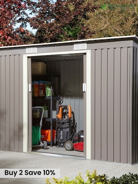 Rowlinson Light Grey Trentvale 8 x 4ft Metal Garden Pent Shed with Assembly (F69111) | £500