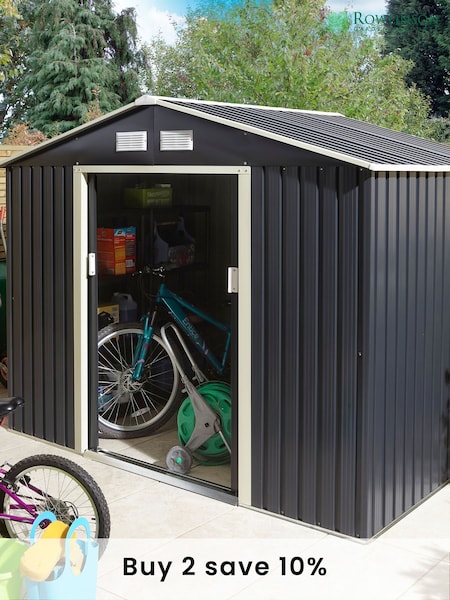 Rowlinson Dark Grey Trentvale 8 x 6ft Metal Garden Apex Shed with Foundation Kit (F69117) | £485