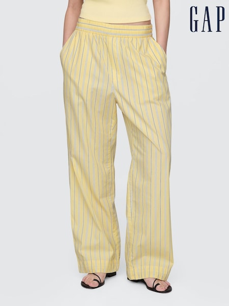Gap Yellow Cotton Poplin Striped Easy Wide-Leg Trousers (F69170) | £50