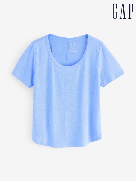 Gap Blue Linen Blend Short Sleeve Scoop Neck T-Shirt (F69194) | £25