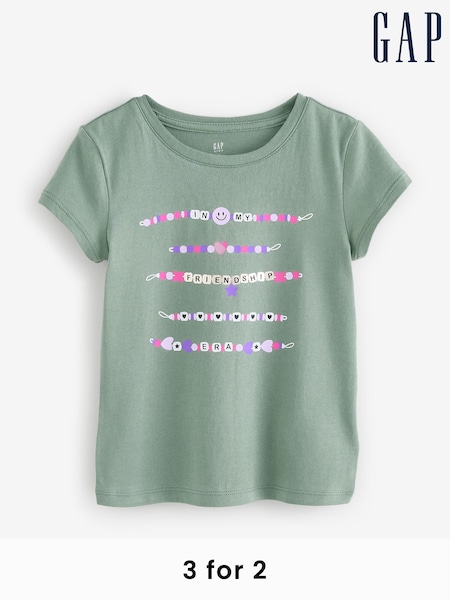Gap Green Friendship Bracelet Short Sleeve Crew Neck Graphic T-Shirt (4-13yrs) (F69221) | £10