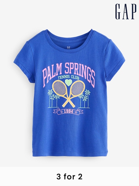 Gap Blue Tennis Club Logo Short Sleeve Crew Neck T-Shirt (F69224) | £10