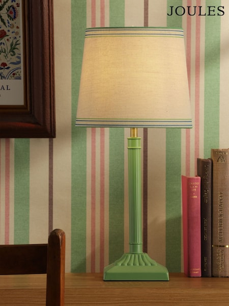 Joules Green Buscot Square Base Table Lamp with Tapered Shade (F69248) | £60