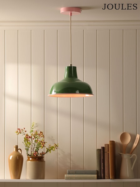 Joules Green Pink Hatfield Industrial Pendant Ceiling Light (F69258) | £60