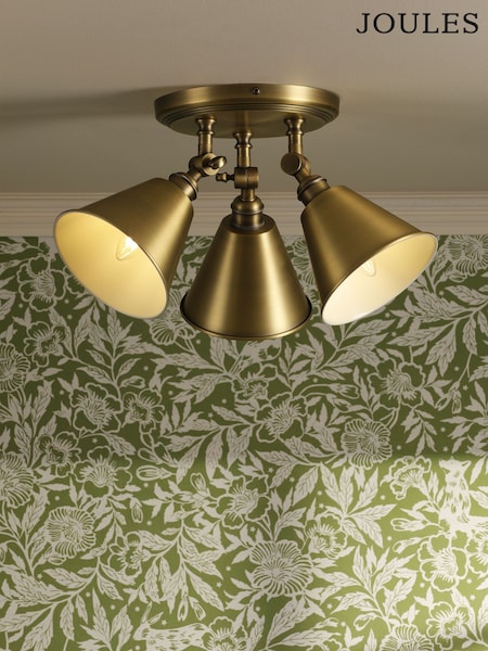 Joules Antique Brass Wollaton 3 Light Flush Ceiling Light (F69271) | £95