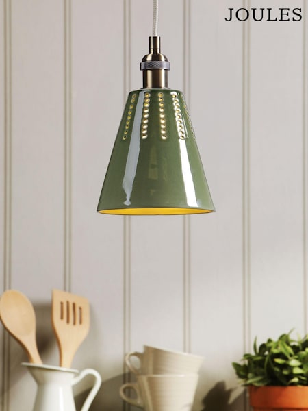 Joules Green Allington Cone Pendant Ceiling Light (F69275) | £70