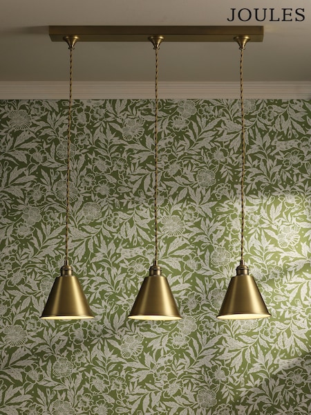 Joules Antique Brass Wollaton 3 Light Linear Pendant Bar Ceiling Light (F69279) | £125