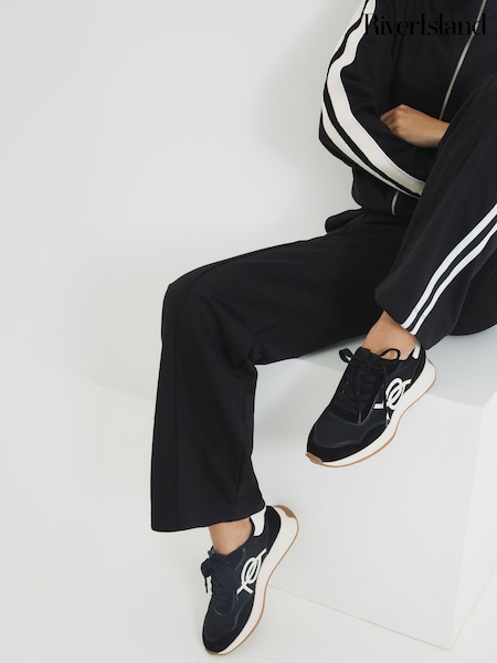 River Island Black Mix Mesh Runner Trainers (F69327) | £38