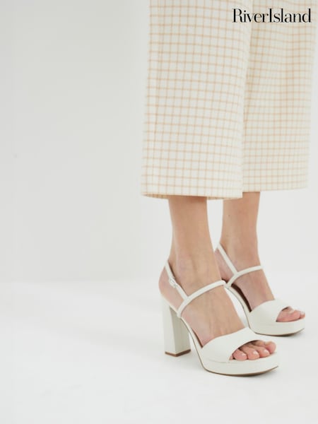 River Island White Sling Back Platform Sandals (F69347) | £38
