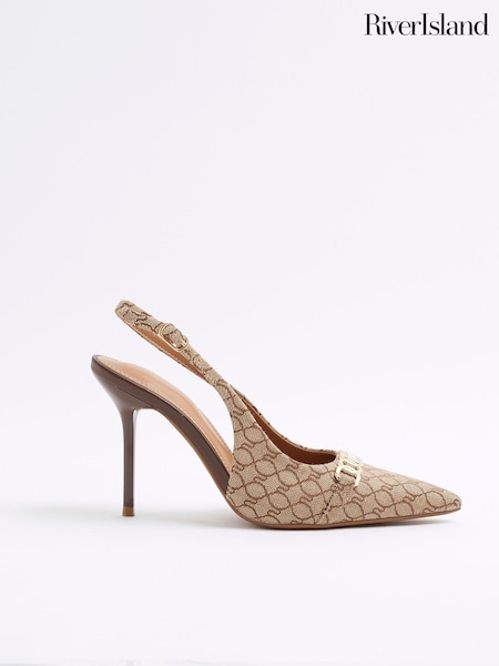 River Island Brown Sling Back Court Shoes (F69355) | £46
