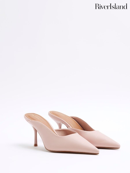 River Island Pink Pointed Mule Court Shoes (F69363) | £40