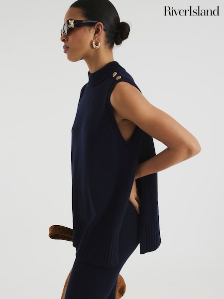 River Island Blue Side Slit Tank Top (F69380) | £38