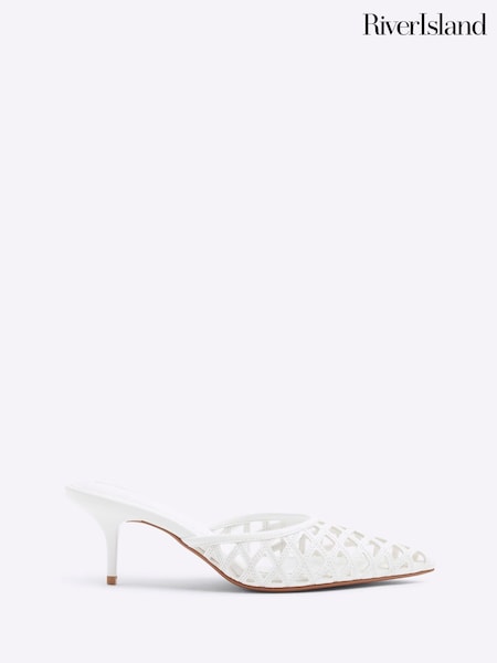 River Island White Lattice Mule Court Shoes (F69390) | £44