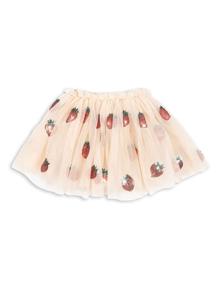 Konges Sløjd Pink Yvonne Tulle Mesh Strawberry Embroidered Skirt (F69461) | £70