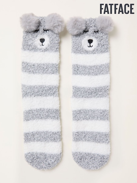FatFace Grey Fluffy Bear Socks (F69490) | £12.50