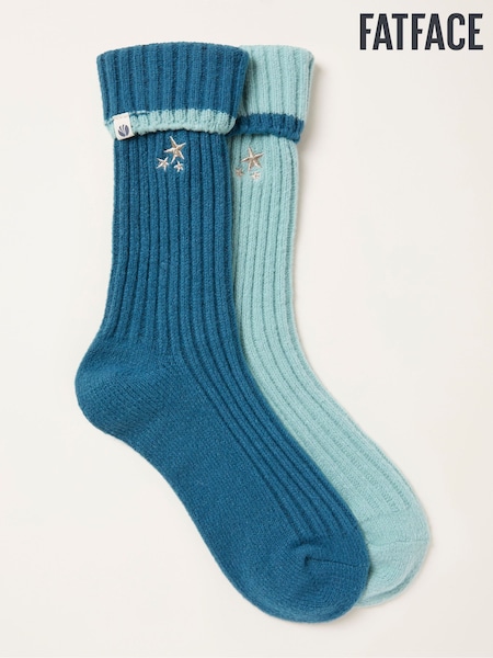 FatFace Green 2 Pairs of Super Soft Star Socks (F69492) | £14