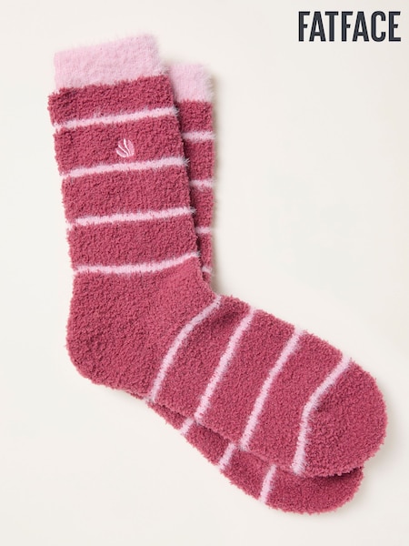 FatFace Green Fluffy Striped Socks (F69494) | £10.50