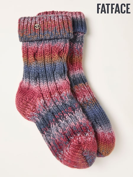 FatFace Purple Knitted Slipper Socks (F69501) | £25