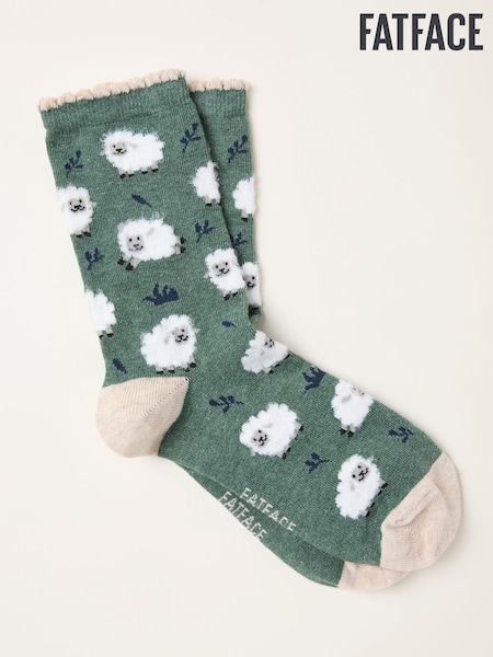 FatFace Green Sheep Socks (F69510) | £7.50