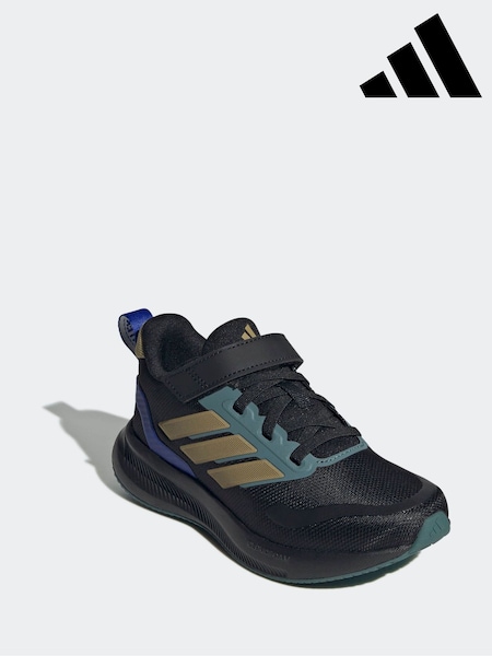 adidas Black/Metallic Runfalcon 5 Hook and Loop Running Kids Trainers (F69565) | £30