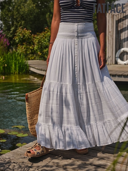 FatFace Rhea White Beachwear Maxi Skirt (F69576) | £56