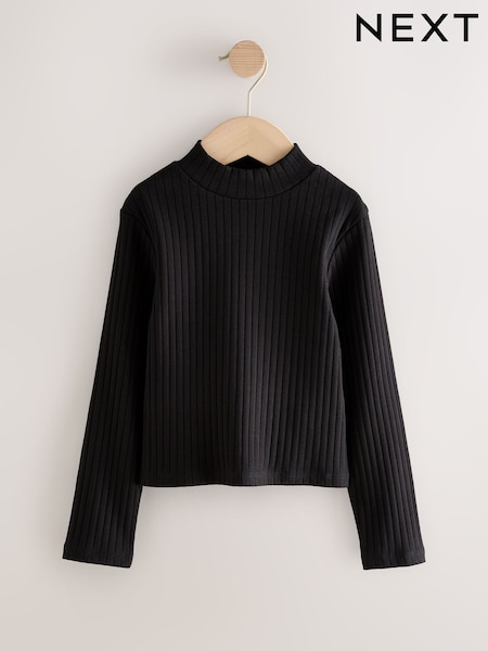 Black High Neck Long Sleeve Top (3-16yrs) (F69619) | £6 - £9
