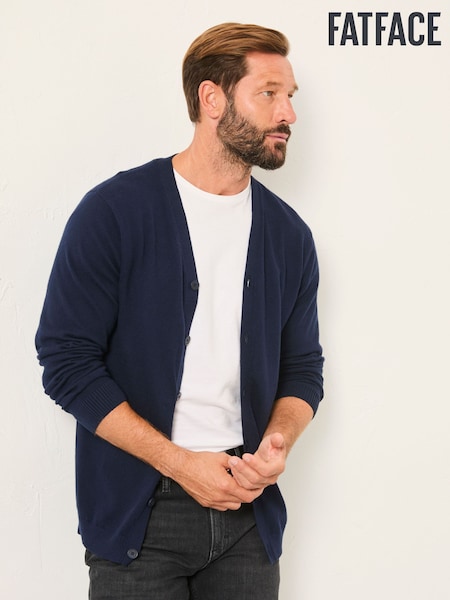FatFace Rye Navy Knitted Button Cardigan (F69638) | £49.50