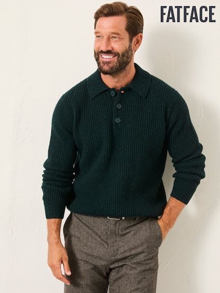 FatFace Sennen Dark Green Knitted Half Neck Jumper (F69660) | £75