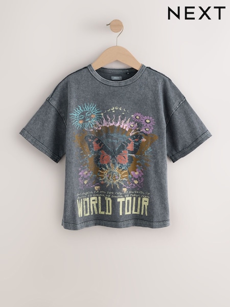 Washed Black Oversized Graphic Print T-Shirt (3-16yrs) (F69673) | £9 - £14