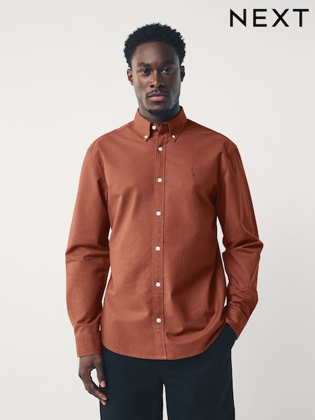 Rust Brown Regular Fit Long Sleeve Oxford Shirt (F69697) | £26