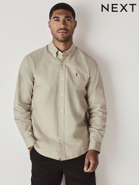 Sage Green Slim Fit Long Sleeve Oxford Shirt (F69698) | £26